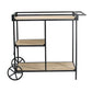 32 Inch Bar Cart 3 Tiers Fir Wood Shelves Iron Frame Black Brown By Casagear Home BM285235