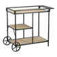 32 Inch Bar Cart 3 Tiers Fir Wood Shelves Iron Frame Black Brown By Casagear Home BM285235
