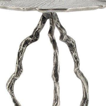 24 Inch Accent Table Aluminum Metal Branch Tripod Legs Antique Silver By Casagear Home BM285251