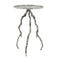 24 Inch Accent Table, Aluminum Metal Branch Tripod Legs, Antique Silver By Casagear Home