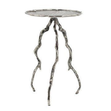 Accent Table | 24" | Aluminum Tripod Legs | Antique Silver Finish