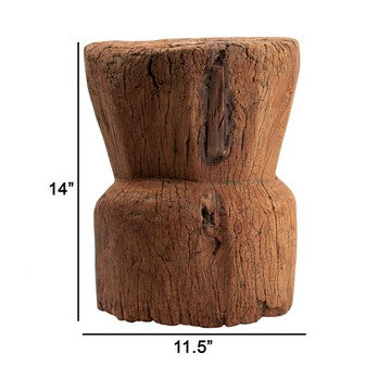14 Inch Stool Table Rustic Style Tree Log Design Distressed Wood Brown By Casagear Home BM285252