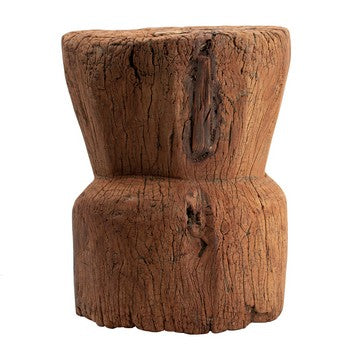 Stool Table | 14" | Tree Log Design | Rustic Wood | Brown