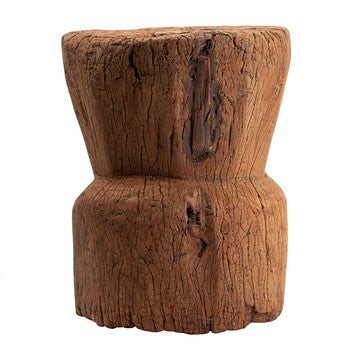 14 Inch Stool Table, Rustic Style, Tree Log Design, Distressed Wood Brown By Casagear Home