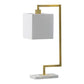25 Inch Modern Geometric Table Lamp, Square Shade, White Marble Base, Gold By Casagear Home