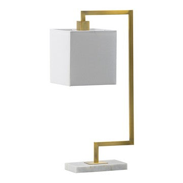 Table Lamp | 25" | Marble Base | Square Shade | Gold Finish