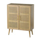 Dana Storage Cabinet | 40" | Wood | 2 Shelves | Rattan Doors | Brown