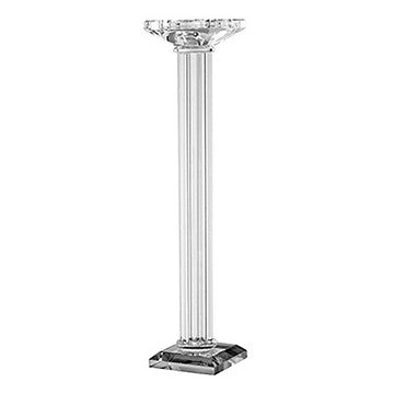 17 Inch Tall Pillar Candle Holder, Glass, Classic Clean Lined Finish, Clear By Casagear Home