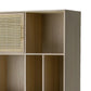 Dana 75 Inch Bookcase 6 Unique Shelves 4 Rattan Drawers Natural Brown By Casagear Home BM285270