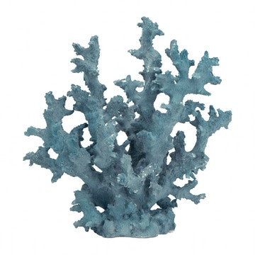 Pax 11 Inch Faux Coral Accent Decor for Tabletops, Powder Blue Polyresin By Casagear Home