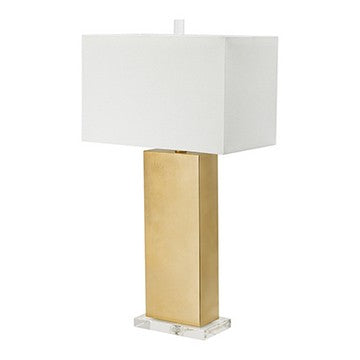 Table Lamp | 16" | Modern | White Shade | Acrylic Base | Gold