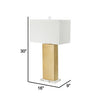 16 Inch Modern Table Lamp White Rectangular Shade Acrylic Base Gold By Casagear Home BM285280