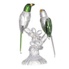 Parrots Sculpture | 9" | Faceted Glass | Green & Clear