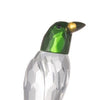 9 Inch 2 Parrots Sculpture Figurine Accent Clear and Green Faceted Glass By Casagear Home BM285324