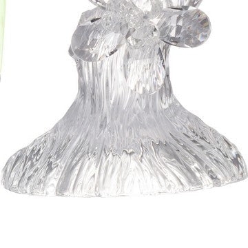 9 Inch 2 Parrots Sculpture Figurine Accent Clear and Green Faceted Glass By Casagear Home BM285324