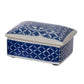 Set of 3 Decorative Boxes White and Blue Porcelain Pottery Floral Designs By Casagear Home BM285351