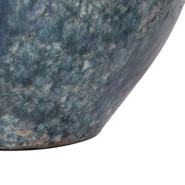 10 Inch Small Round Terracotta Vase Subtly Curved Textured Blue Finish By Casagear Home BM285357