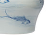 18 Inch Porcelain Ginger Jar Artful Wispy Fish Classic White and Blue By Casagear Home BM285358