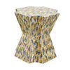 Capiz Stool Table | 18" | Mosaic Pattern | Yellow Blue