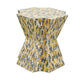 Capiz Stool Table | 18" | Mosaic Pattern | Yellow Blue