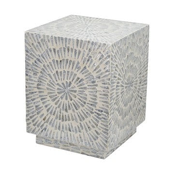 Capiz Stool Table | 18" | Square | Gray Starburst Pattern