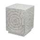 18 Inch Modern Capiz Accent Table Stool, Square, Gray Starburst Pattern By Casagear Home