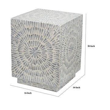 18 Inch Modern Capiz Accent Table Stool Square Gray Starburst Pattern By Casagear Home BM285362