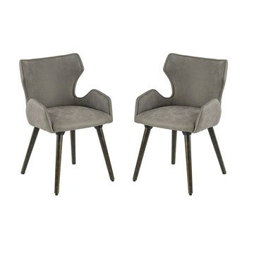 Rog 23 Inch Wood Dining Chair Set of 2, Wingback Seat, Gray and Brown By Casagear Home