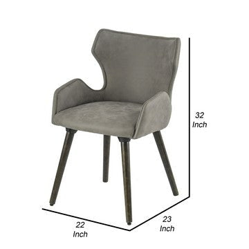 Rog 23 Inch Wood Dining Chair Set of 2 Wingback Seat Gray and Brown By Casagear Home BM285366