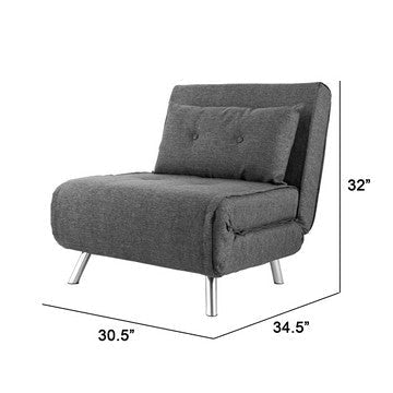 35 Inch Sofa Futon Bed Convertible Modern Velvet Lumbar Pillow Gray By Casagear Home BM285371