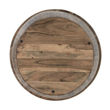 37 Inch Round Coffee Table Drum Shape Mango and Sheesham Wood Brown By Casagear Home BM285374