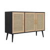 Dana TV Console | 47" | Pine Wood | Rattan Doors | Black