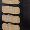Dana 46 Inch Tall Dresser Chest Pine Wood Woven Rattan 5 Drawers Black By Casagear Home BM285390