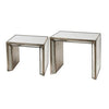 Nesting Side Tables | 27", 21" | Mirrored Wood Frame | Silver