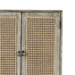 38 Inch 2 Door Cabinet 1 Drawer Acacia Wood Cane Front Weathered White By Casagear Home BM285400