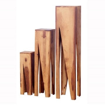 Pedestal Stand Set | 45", 34", 22" | V Cut | Sheesham Wood | Brown