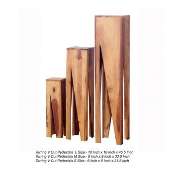45 34 22 Inch Pedestal Table Stand Set of 3 V Cut Sheesham Wood Brown By Casagear Home BM285402