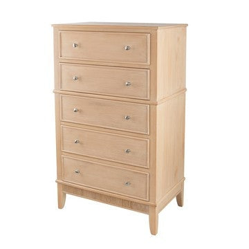 46 Inch Tall Dresser Chest, Pine Wood, 5 Drawers, Textured Natural Brown By Casagear Home
