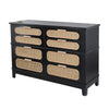 Dana Chest Cabinet | 52" | Pine Rattan | 8 Drawers | Black