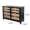 Dana 52 Inch Chest Cabinet Pine Wood and Woven Rattan 8 Drawers Black By Casagear Home BM285425