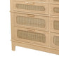Dana 52 Inch Chest Cabinet Pine Wood and Woven Rattan 8 Drawers Natural By Casagear Home BM285426
