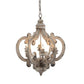 Aki 21 Inch 6 Light Chandelier, Carved Wood Frame, Classic, Vintage, White By Casagear Home