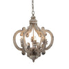 Aki Chandelier | 21" | 6 Light | Carved Wood | Vintage White