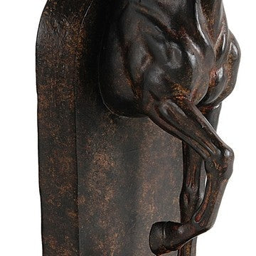 11 Inch Modern Bookend Trotting Horse FIgurines Artisanal Black Finish By Casagear Home BM285513