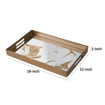 18 Inch Decorative Tray Modern Mirrored Base Bronze Metal Frame By Casagear Home BM285514