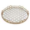 Sui Tray | 18" | Round | Glass Bottom | Gold Geometric Frame