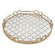 Sui Tray | 18" | Round | Glass Bottom | Gold Geometric Frame