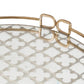 Sui 18 Inch Round Decorative Tray Glass Bottom and Gold Geometric Frame By Casagear Home BM285515