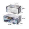 8 6 Inch Modern Jewelry Box Blue Silver Marble Effect Glass and Stone By Casagear Home BM285522