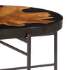 24 Inch Round Accent Side Table Teak Root Wood and Iron Brown Black By Casagear Home BM285523